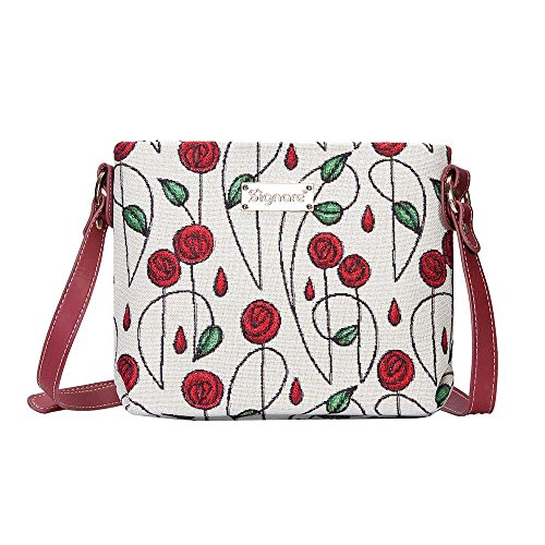 Signare Tapisserie Kleine Handtasche Damen, Umhängetasche Damen, Schultertasche Damen mit Blumenmustern (Mackintosh Rose) von Signare