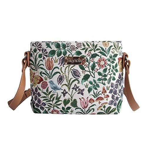 Signare Tapisserie Kleine Handtasche Damen, Umhängetasche Damen, Schultertasche Damen mit C. F. A. Voysey Design (Frühlingsblumen) von Signare