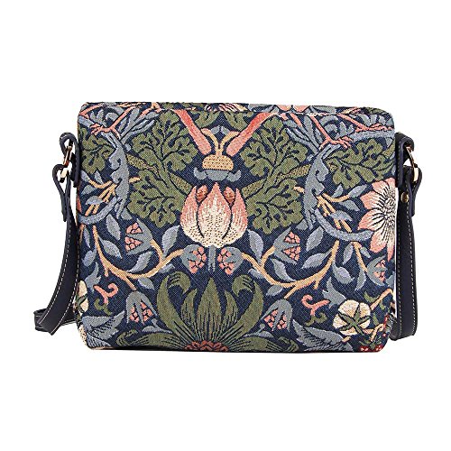 Signare Tapisserie Kleine Handtasche Damen, Umhängetasche Damen, Schultertasche Damen mit William Morris Designs (Erdbeerdieb Blau) von Signare