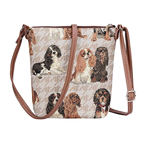 Signare Tapisserie Kleine Tasche Damen, Handtasche Damen Klein, Reisepass Tasche, Mini Handtasche (Kavalier König Charles Spaniel) von Signare