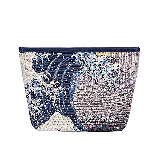 Signare Tapisserie Kunst Taschen, Umhängetasche Frauen, Umhängetasche Frauen, Einkaufstasche, Kosmetiktasche Inspiriert von Hokusai - Die große Welle vor Kanagawa (Makeup Tasche) von Signare