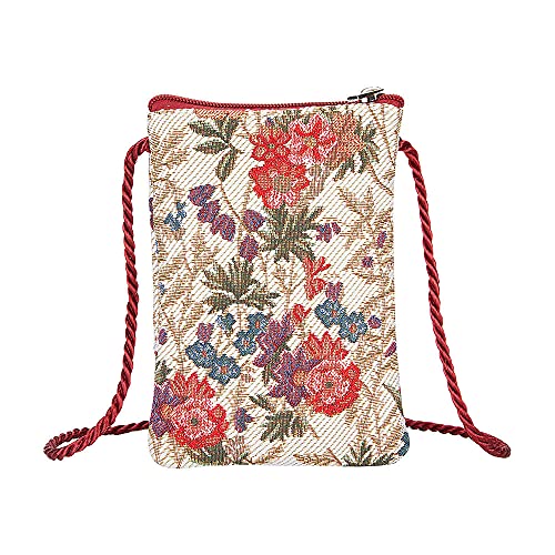 Signare Gobelin Mini Crossbody Tasche Damen Geldbörse Handytasche (Blumenwiese) von Signare