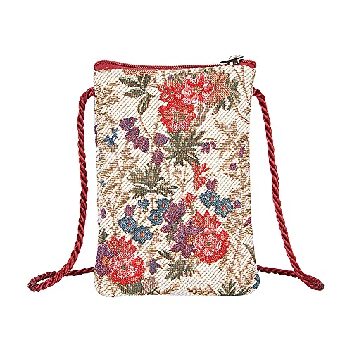 Signare Tapisserie Mini Crossbody Phone Bag Damen b枚rse f眉r Handy Handytasche Handytasche Handyb枚rse Smartphone Tasche in ber眉hmten Designs, - Blumenwiese - Gr枚脽e: Einheitsgr枚脽e von Signare