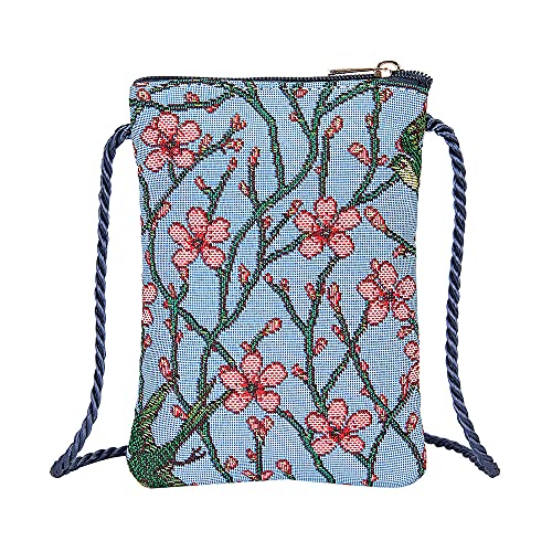 Signare Tapisserie Mini Crossbody Phone Bag Damen b枚rse f眉r Handy Handytasche Handytasche Handyb枚rse Smartphone Tasche in ber眉hmten Designs, - Mandelbl眉te und Schwalbe - Gr枚脽e: Einheitsgr枚脽e von Signare