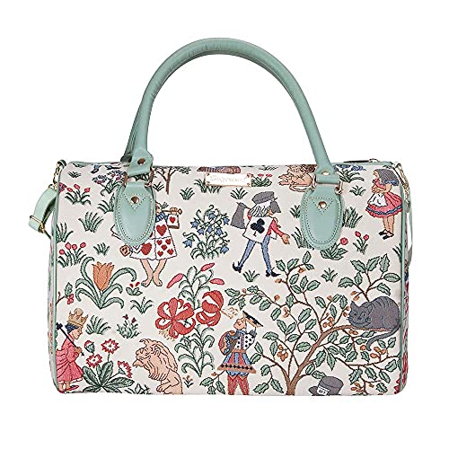 Signare Tapisserie Reisetasche Damen, Sporttasche Damen, Weekender Damen, Reisetasche groß mit Garten Designs (Alice im Wunderland) von Signare