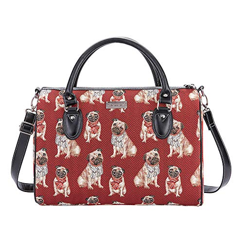 Signare Tapisserie Reisetasche Damen, Sporttasche Damen, Weekender Damen, Reisetasche groß mit Hundedesigns (Mops) von Signare