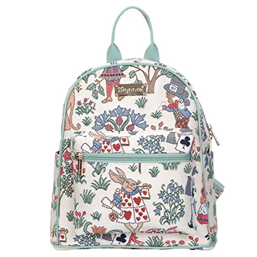 Signare Tapisserie Rucksack Damen, Rucksack Mädchen, Daypack, Rucksäcke, Schulrucksack (Alice im Wunderland) von Signare