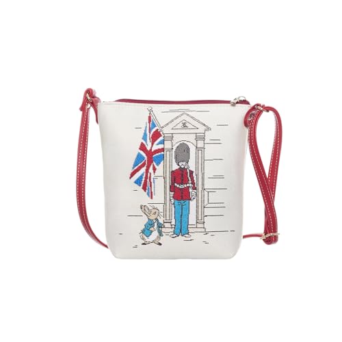 Signare Tapisserie Victorian Peter Rabbit in London Kompakte Schultertasche – Damen Crossbody Handtasche mit Reißverschluss & verstellbarem Riemen, beige, W20 x H21 x D7 von Signare