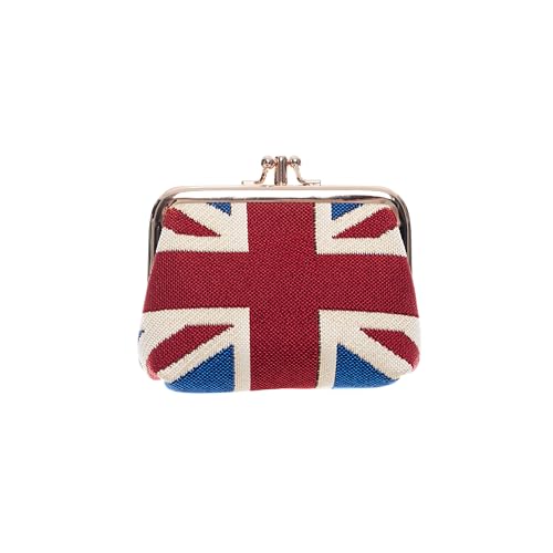 Signare Tapisserie süße Exquisite Doppeltasche Kiss Lock Münzgeldbörse für Frauen mit englischem Design (Union Jack) – FRMP von Signare