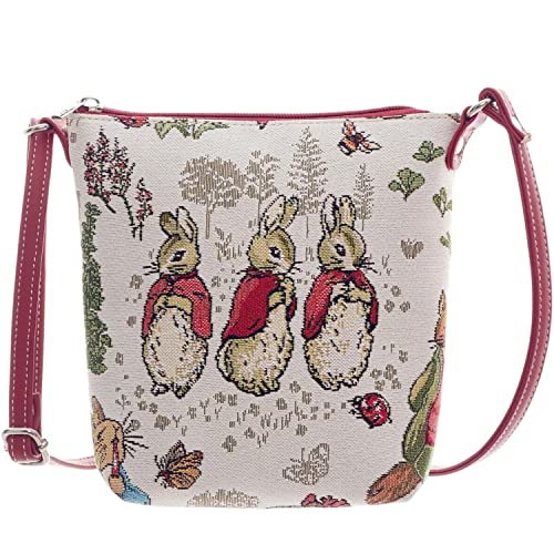 Signare Wandteppich, Peter Hase & Flopsy, Mopsy und Baumwollschwanz, Schultertasche, Umhängetasche, niedlich, kleine Tasche für Damen, Flopsy, Mopsy und Baumwollschwanz, Small von Signare