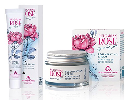 Pflegeset - Rose Signature Spa - Pflegende Nachtcreme und schützende Handcreme mit Rosenöl und Kaviarextrakt von Signature Spa