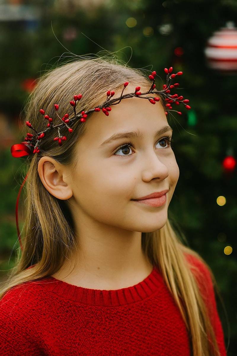 Rustikale Rote Beere Weihnachtskrone Wald Urlaub Haarband von SignatureSimone