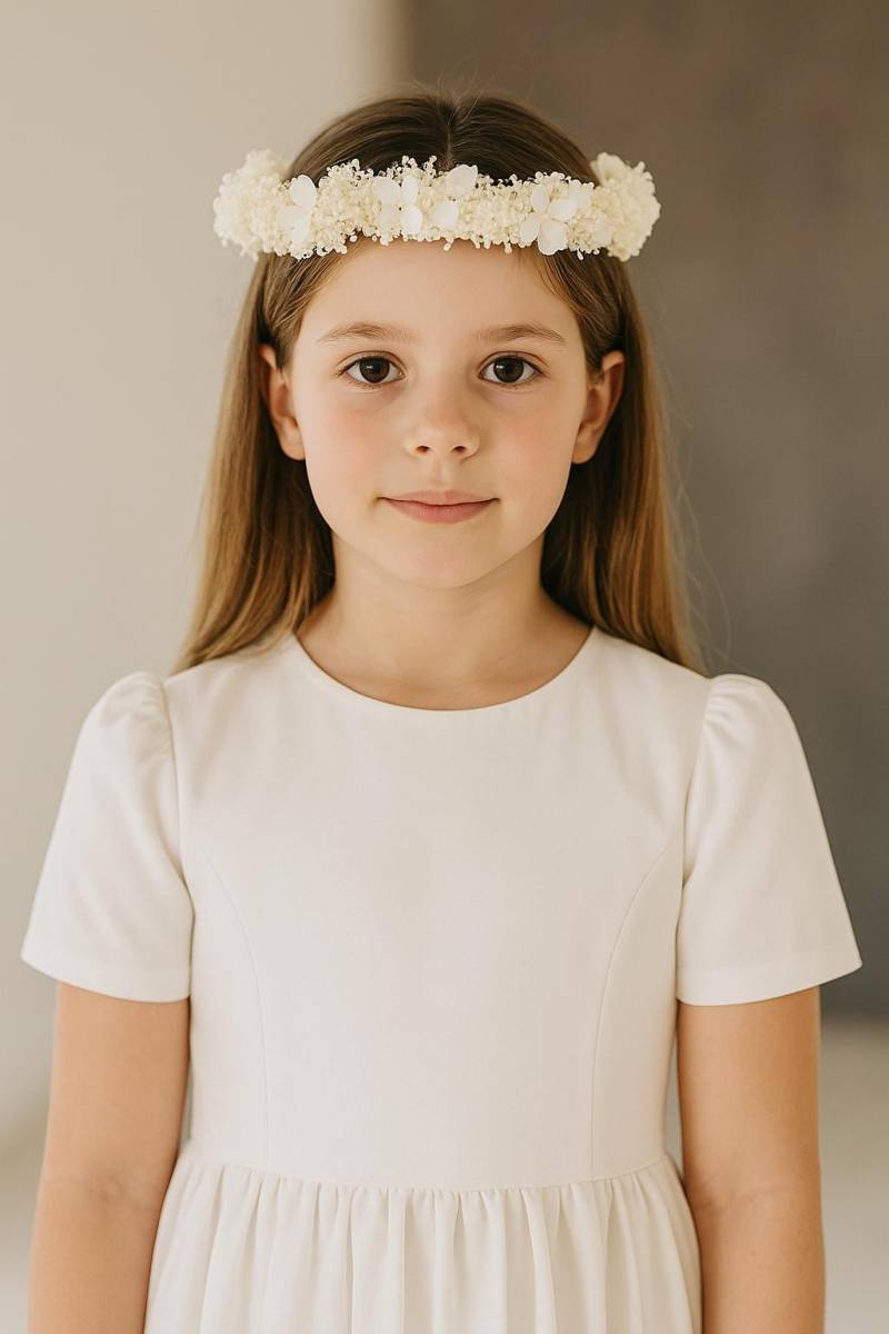 Seiden-Hortensie Blumenkrone Mit Getrocknetem Schleierkraut Kommunion Hochzeit Kopfschmuck von SignatureSimone