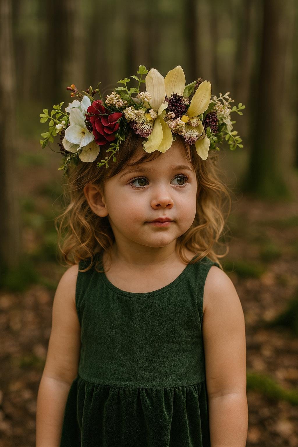 Woodland Seidenblumenkrone Für Mädchen - Forest Photo Prop Blumenmädchen Kopfschmuck von SignatureSimone