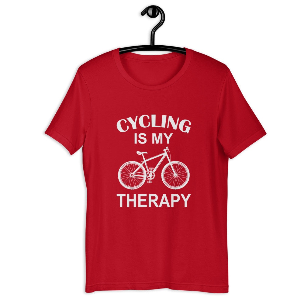 Radfahren Ist Meine Therapie Bella Canvas Unisex Kurzarm-Baumwoll-T-Shirt, Geschenk Für Frauen, Männer, Geburtstag, Premium-Radsport-T-Shirt von SignatureStylzStudio