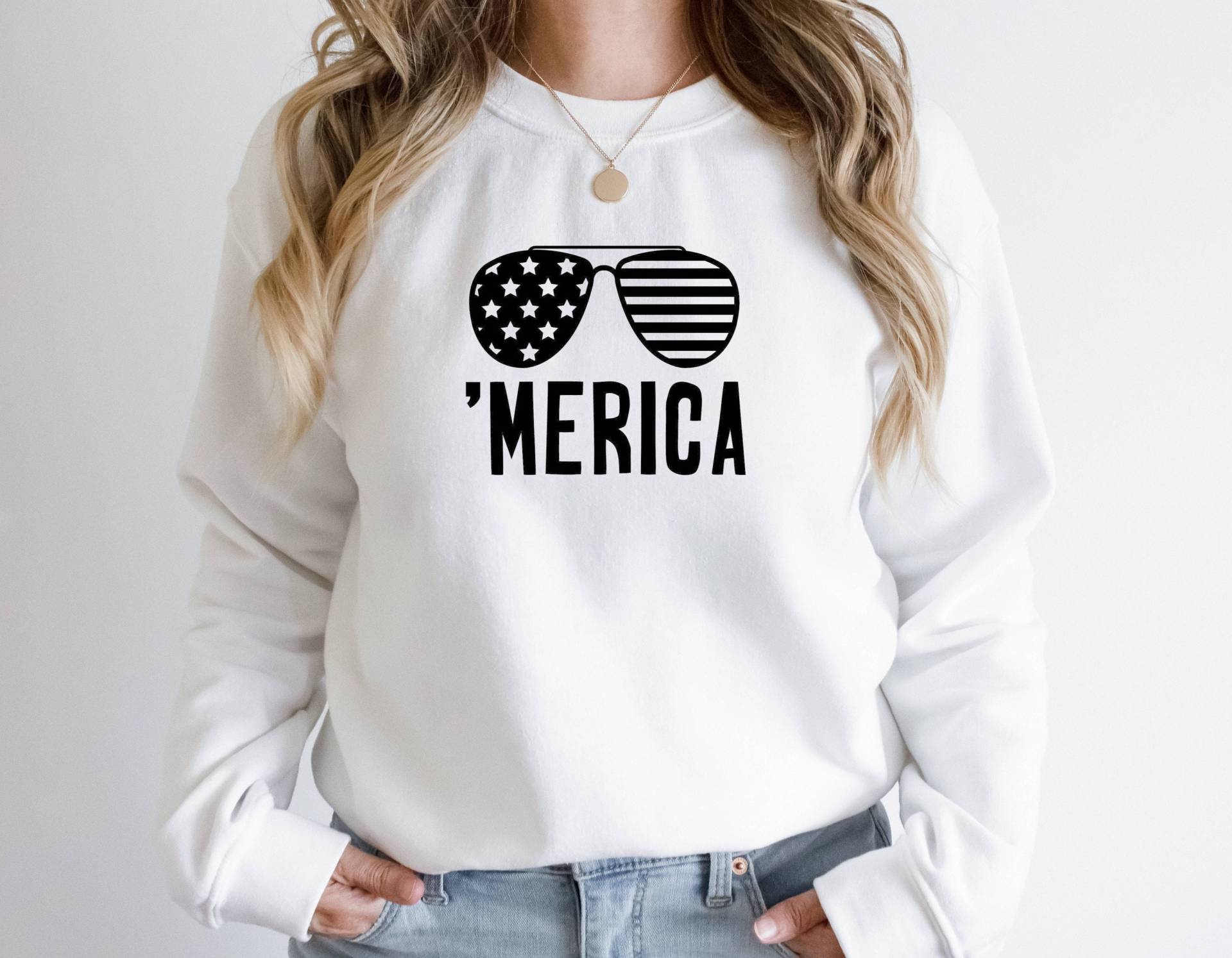 Merica Sweatshirt, 4. Juli Shirt, Brille Tshirt, Brille, Unisex Rundhals, Frauen Grafik T-Shirt von SignatureTShirtz