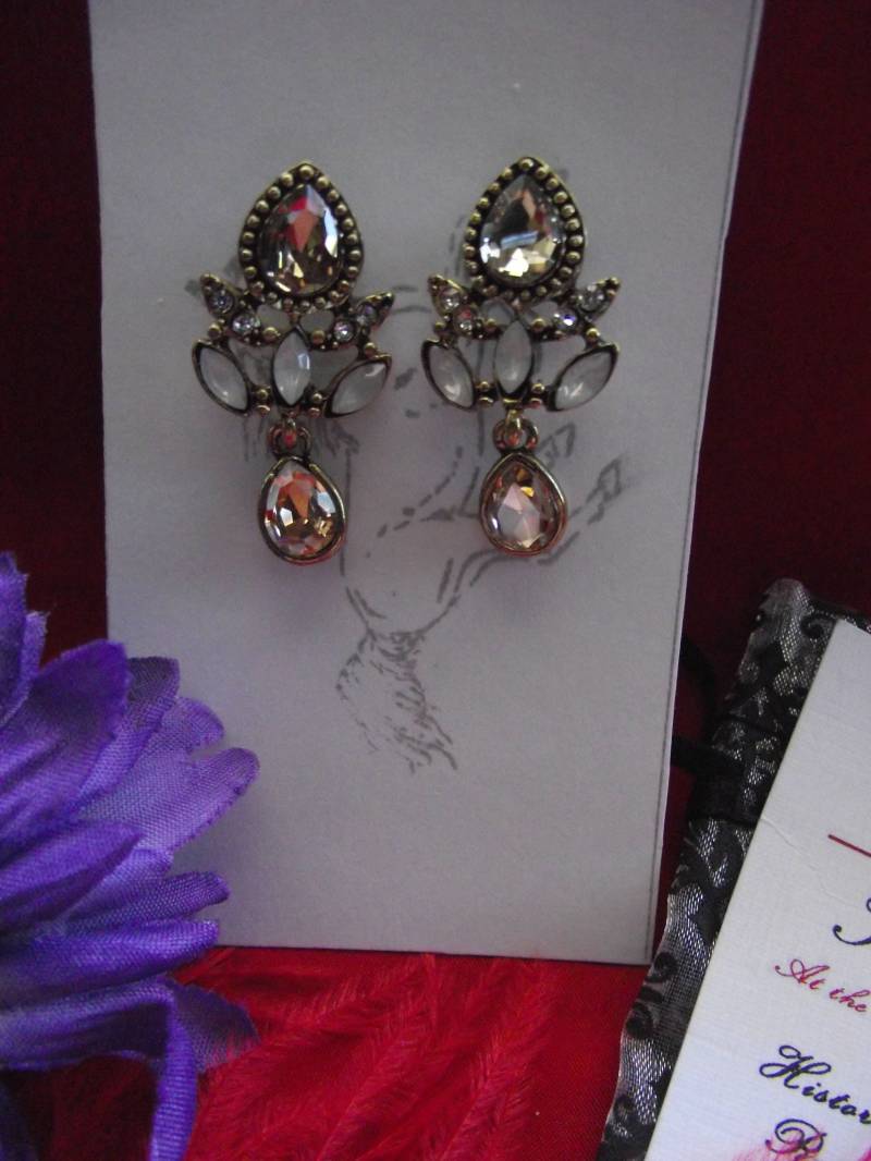 E-0588C - Gold Citrin Und Opal Kristall Ohrstecker Georgian, Regency, Victoria, Elizabeth, Living Historisch, Reenactor, Hochzeit von SignoftheGrayHorse