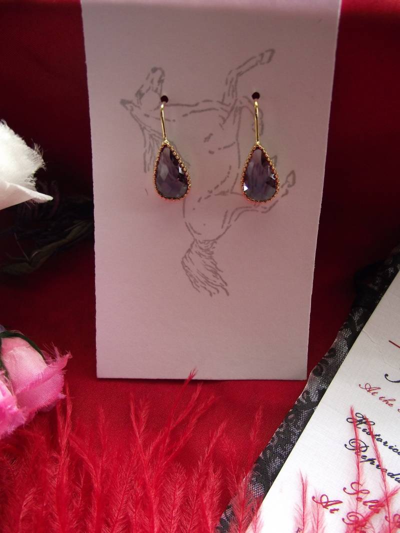 E-0646 - Glas Teardrop Ohrringe Georgian Ohrringe, Regency Swarovski Kristall Edwardian von SignoftheGrayHorse