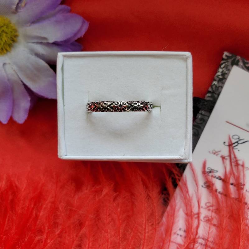 R-0022 - Posey Ring Mit Herzen, Memento Mori Schmuck, Erinnerungsschmuck, Trauerschmuck, Miniatur Portrait von SignoftheGrayHorse