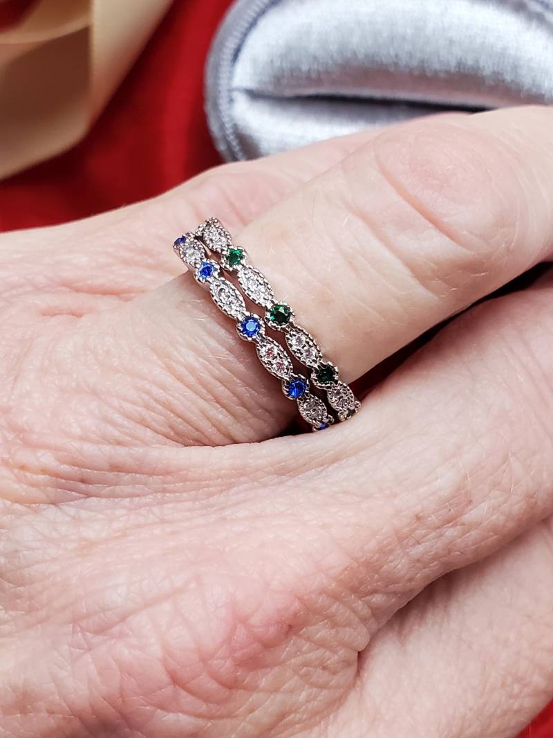 R-0107 - Smaragd Oder Saphir Und Bergkristall Band von SignoftheGrayHorse