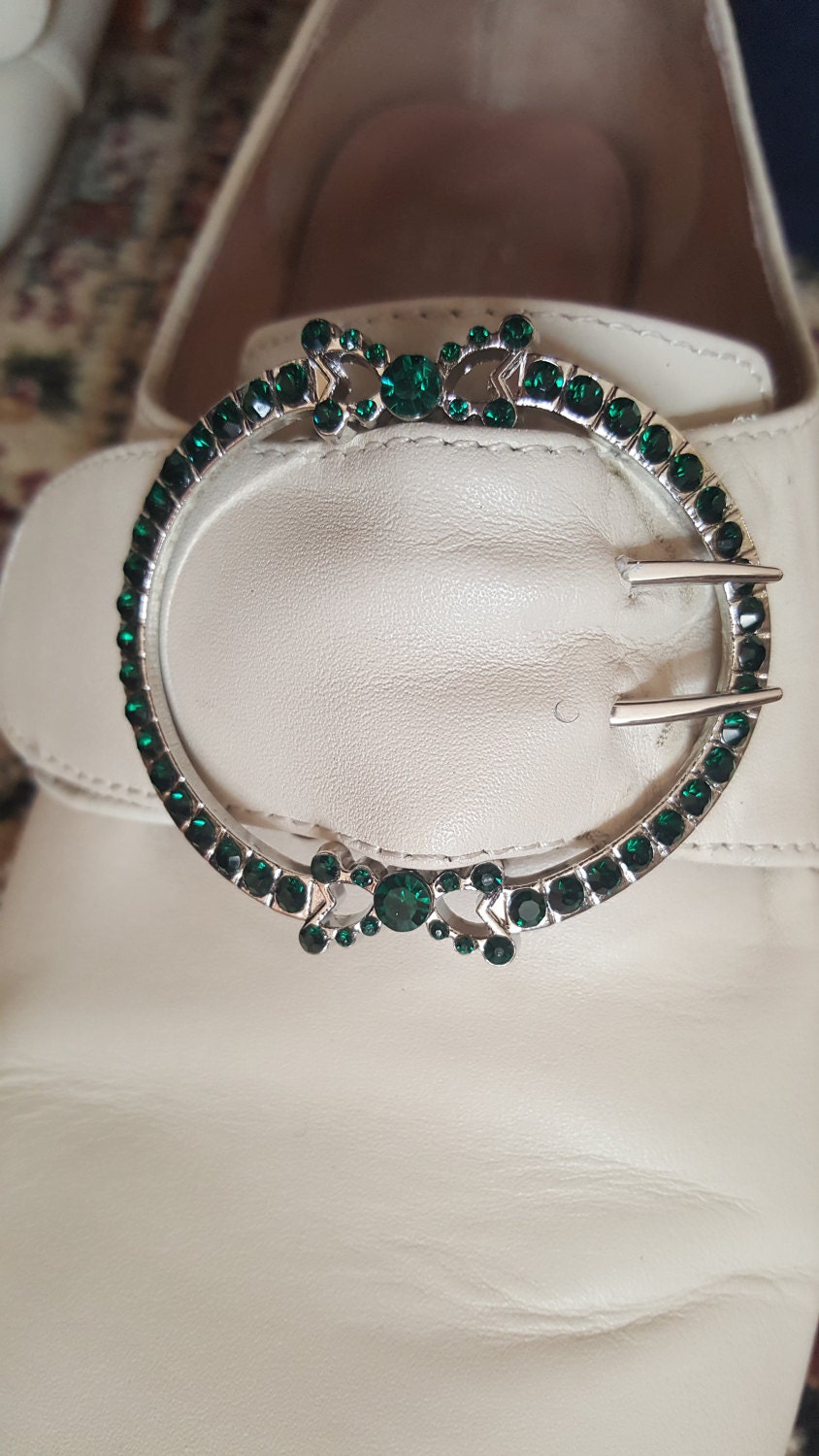 Sb-0016E - The Charlotte Emerald Paste Reproduktion Schuhschnalle Aus Dem 18.jh. Georgian Exklusiv, Schmuck von SignoftheGrayHorse