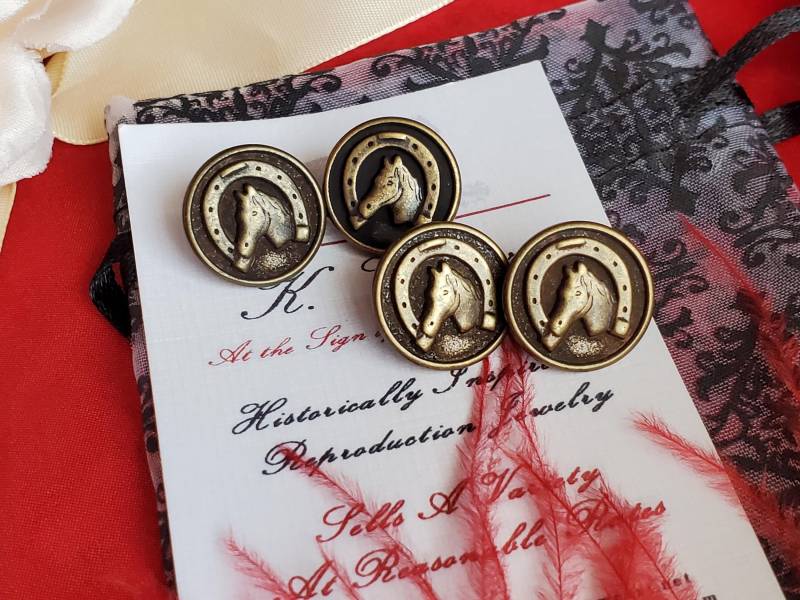 Sl-0011 - Vintage 5/8 Zoll Manschettenknöpfe Mit Pferd Und Hufeisen Knopf von SignoftheGrayHorse