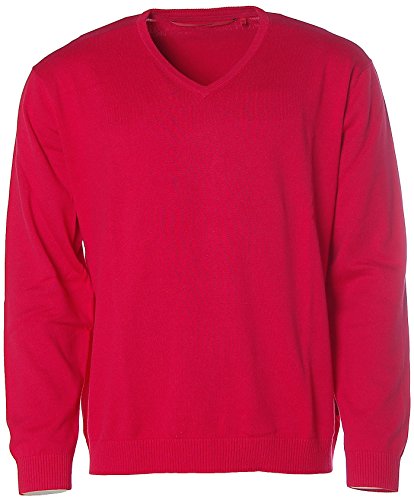 Signum Herren Pullover Strick V-Ausschnitt Lipstick Red 2XL von Signum