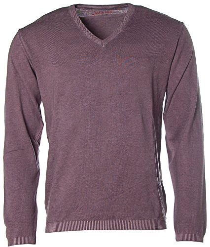 Signum Herren Pullover Strick V-Ausschnitt Slim Cut Purple Plum L von Signum