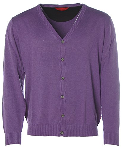 SIGNUM Herren Strickjacke Jacke Cardigan V-Ausschnitt Pima Cotton Lila XXL von SIGNUM