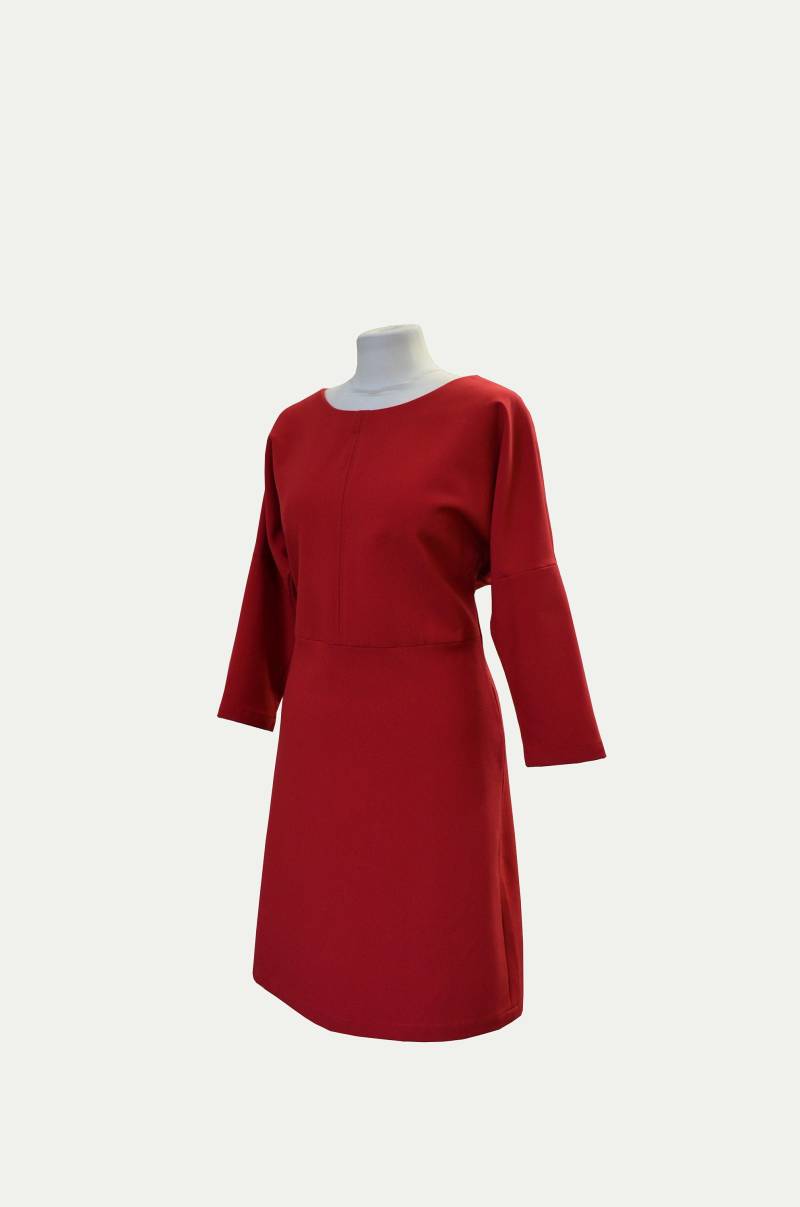 Rotes Kleid Mit Kimonoärmel Sissi Kleider Für Frauen Herbst Winter Damen Festlich Eng von Sigorzia