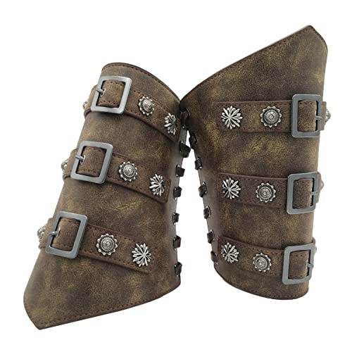 Armschienen Mittelalter Wikinger-Ledermanschette für Herren Schnalle Armrüstung Manschette Buckle Bracers Mittelalterliche Armschienen Halloween Cosplay Kostümzubehör Punk Stulpenarmband von Sihaby