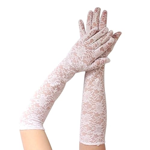 Damen Stretch Spitze Ellenbogen Länge Handschuhe,Floral Spitze Ärmel,Hochzeit Handschuhe für Braut,Kostüm Handschuhe für Masquerade Oper Abend Party von Sihaby