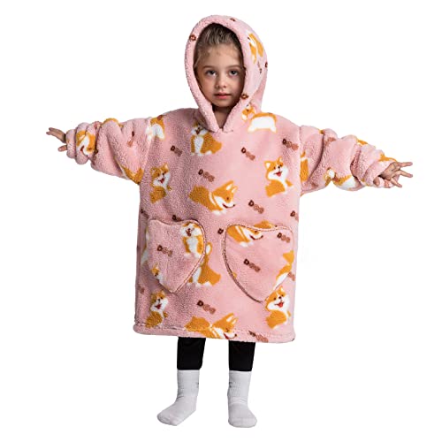 Siikarte Kinder Kapuzendecke 2-13 Jahre Weiches Fleece Tragbare Hoodie Decke für Mädchen Jungen von Siikarte