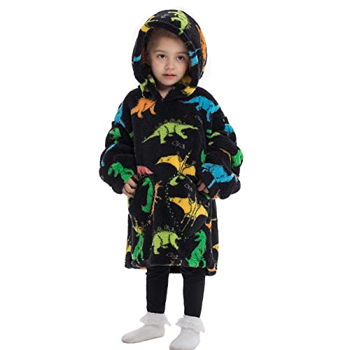 Siikarte Kinder Kapuzendecke 2-13 Jahre Weiches Fleece Tragbare Hoodie Decke für Mädchen Jungen von Siikarte