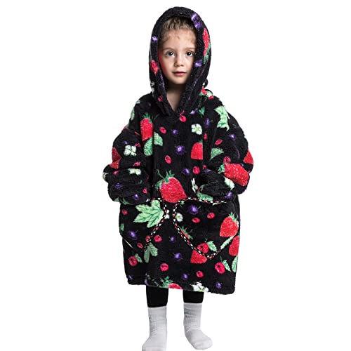 Siikarte Kinder Kapuzendecke 2-13 Jahre Weiches Fleece Tragbare Hoodie Decke für Mädchen Jungen von Siikarte