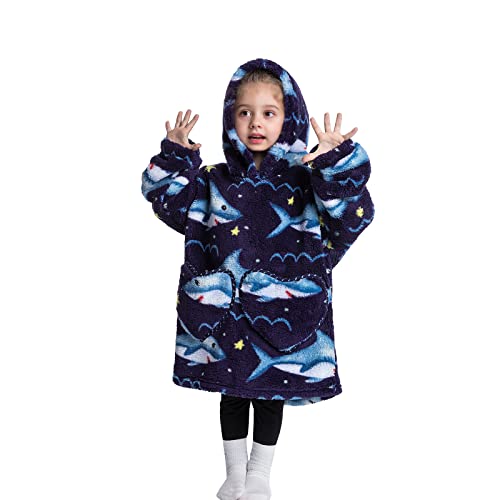 Siikarte Kinder Kapuzendecke 2-13 Jahre Weiches Fleece Tragbare Hoodie Decke für Mädchen Jungen von Siikarte