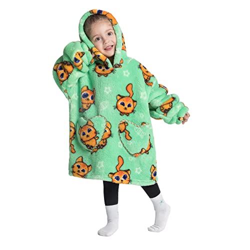 Siikarte Kinder Kapuzendecke 2-13 Jahre Weiches Fleece Tragbare Hoodie Decke für Mädchen Jungen von Siikarte