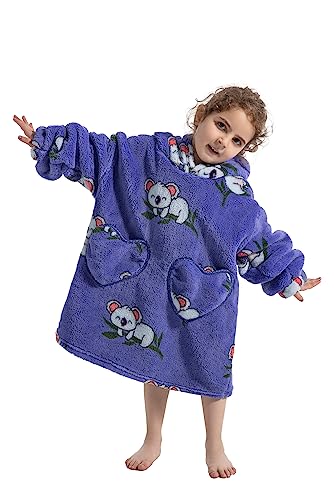 Siikarte Kinder Kapuzendecke 2-13 Jahre Weiches Fleece Tragbare Hoodie Decke für Mädchen Jungen von Siikarte