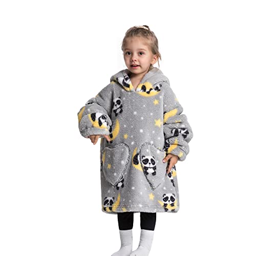 Siikarte Kinder Kapuzendecke 2-13 Jahre Weiches Fleece Tragbare Hoodie Decke für Mädchen Jungen von Siikarte