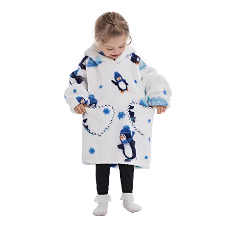 Siikarte Kinder Kapuzendecke 2-13 Jahre Weiches Fleece Tragbare Hoodie Decke für Mädchen Jungen von Siikarte