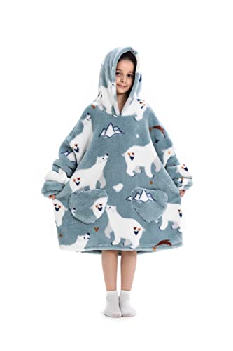 Siikarte Kinder Kapuzendecke 2-13 Jahre Weiches Fleece Tragbare Hoodie Decke für Mädchen Jungen von Siikarte