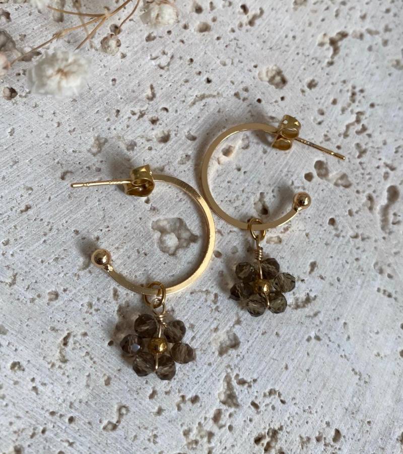 Creolen Ohrringe Hoops Schmuck 18K Echtvergoldung Süßwasser Perle Designschmuck Gold Unikat Geschenk Für Sie Oval Perlen Blume von Siimango