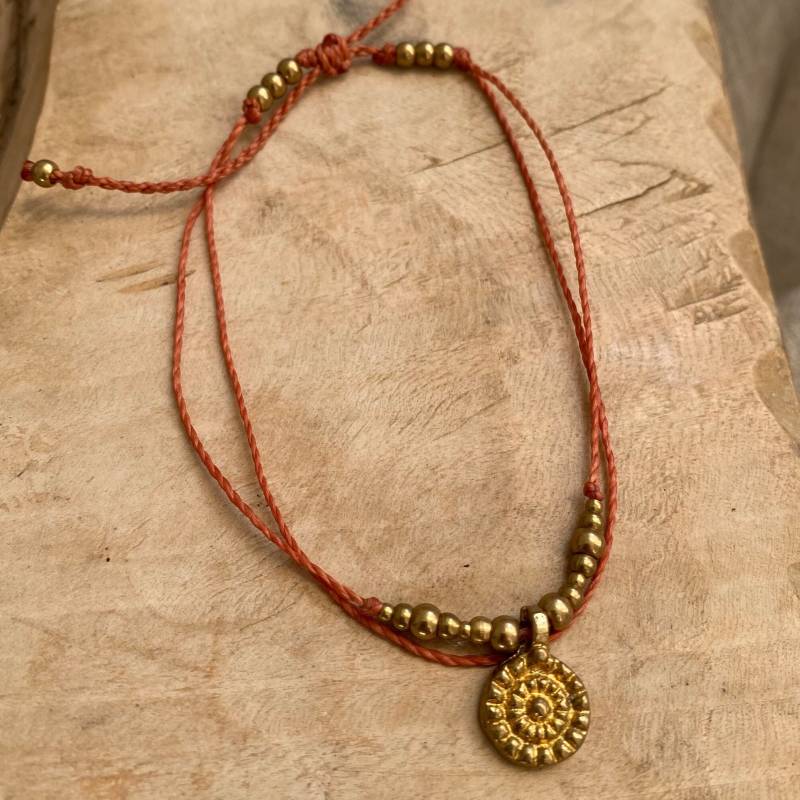 Makramee Armband Fußkettchen Fußkette Boho Ethno Hippie Schmuck Geflochten Perlen Gold von Siimango