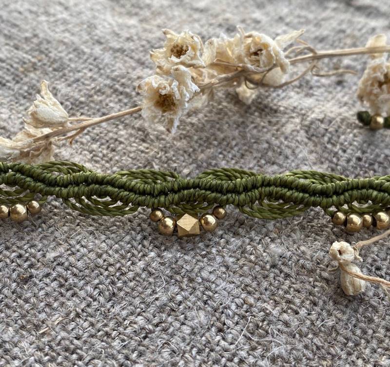 Makramee Armband Fußkettchen Fußkette Boho Ethno Hippie Schmuck Geflochten Perlen Gold von Siimango