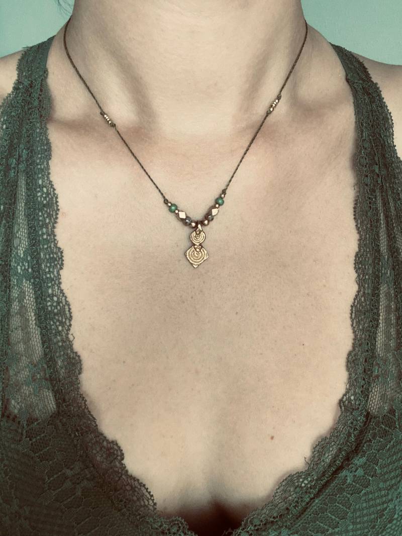 Makramee Kette Boho Ethno Hippie Halskette Schmuck Geflochten Chocker Perlen Gold von Siimango