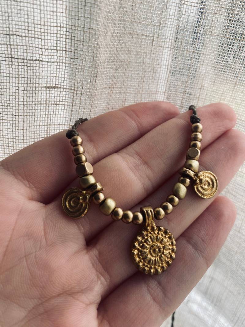 Makramee Kette Boho Ethno Hippie Halskette Schmuck Geflochten Chocker Perlen Gold von Siimango