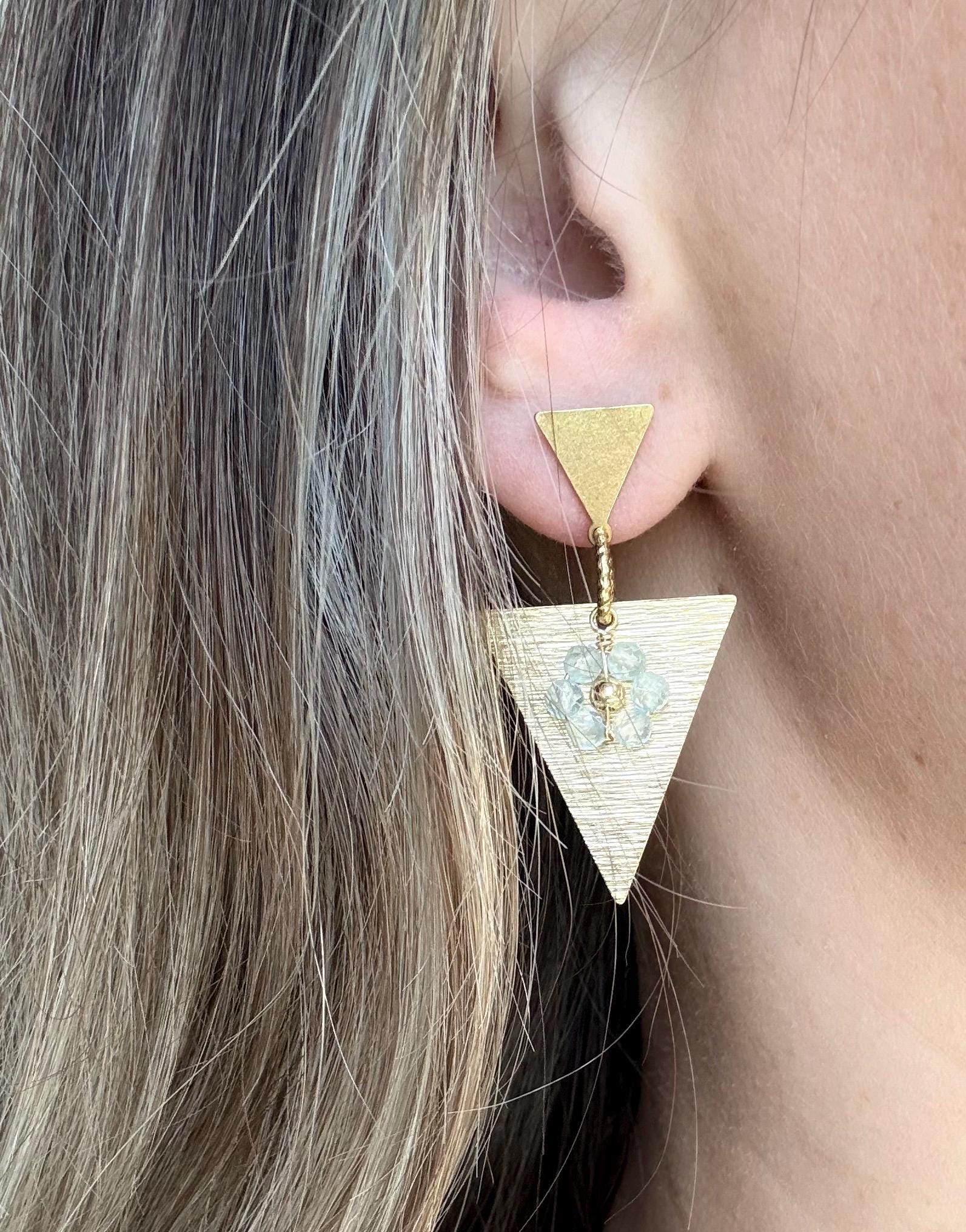 Ohrringe Ohrstecker Gold Dreieck Schmuck Blume Anhänger Designschmuck Unikat Geschenk Für Sie von Siimango