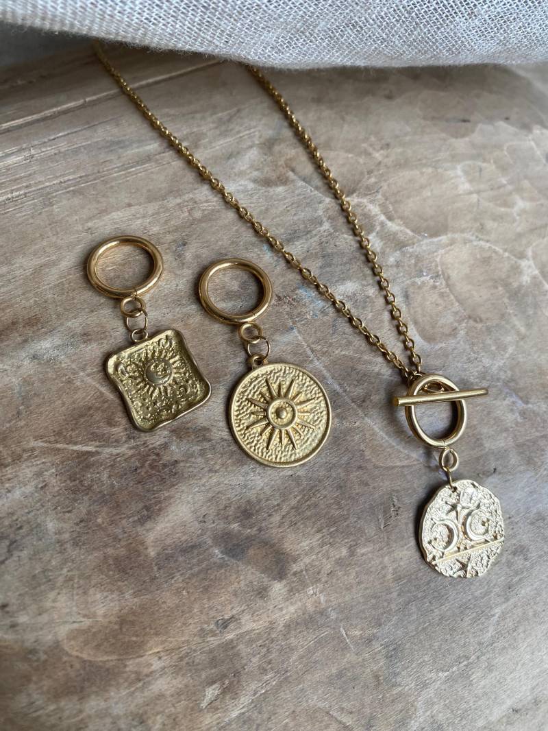 xxl Set - 3 Ketten Mit Anhänger Knebel Verschluss Messing Schmuck Gold Designschmuck Boho Ethno Makramee Geschenk Für Sie Unikat, Mix It von Siimango