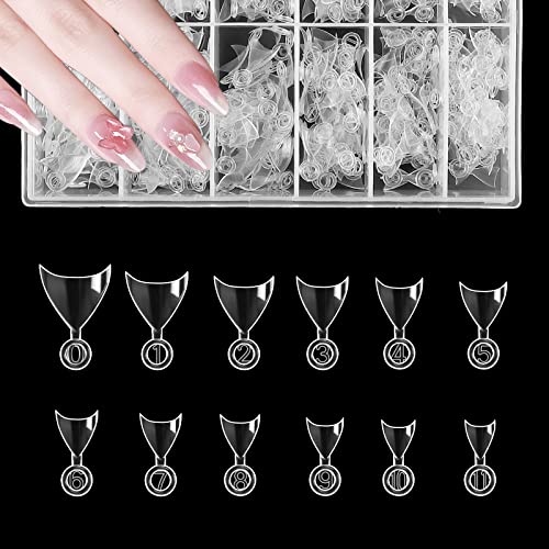 600 Stück Französisch Kurz Falsche Nagelspitzen, Nägel Tipps für Maniküre Frauen DIY Salon Haus Frauen Nageldesign, 12 Größen Transparent von Sikeydels