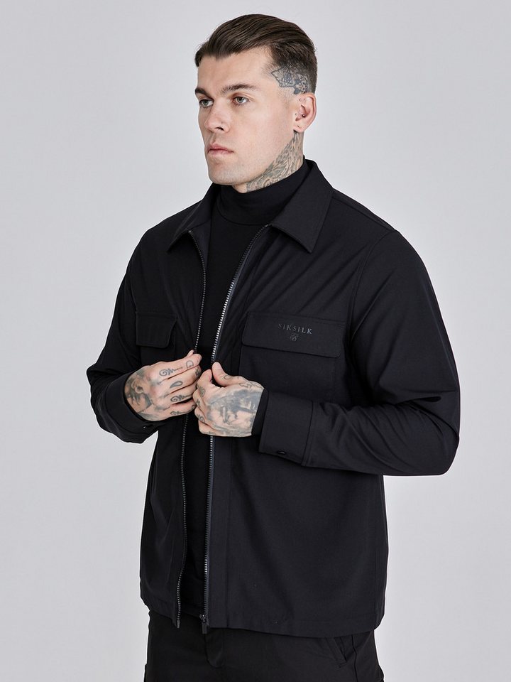 Siksilk Hemdjacke SikSilk Herren Schwarzes Utility Overshirt von Siksilk